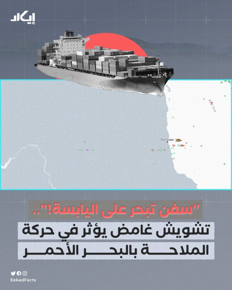 تشويش إلكتروني يربك أنظمة الملاحة في البحر الأحمر وتحركات غير منطقية لعدد من السفن في السودان تشويش إلكتروني يربك أنظمة الملاحة في البحر الأحمر وتحركات غير منطقية لعدد من السفن في السودان