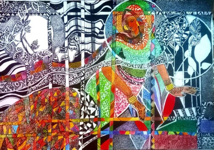 التشكيلية سارة البدري : ترسم رسومات ترفض الحرب وتنطق بالسلام والأمل