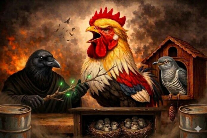 الواقواق وديك العِدّة -حكاية الأعشاش التي تُسرق باسم الحماية -